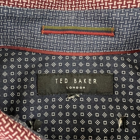 Men's Ted Baker Burgundy Casual Button up Up Shirt - Picture 4 of 8